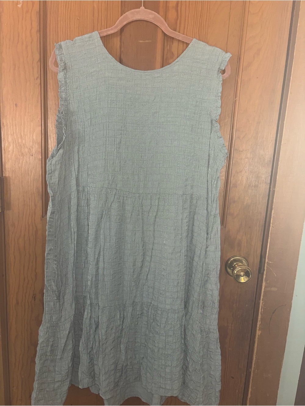 NWOT Sonoma Sage Green Sleeveless Tiered Midi with Ruffle Shoulders - Picture 3 of 5